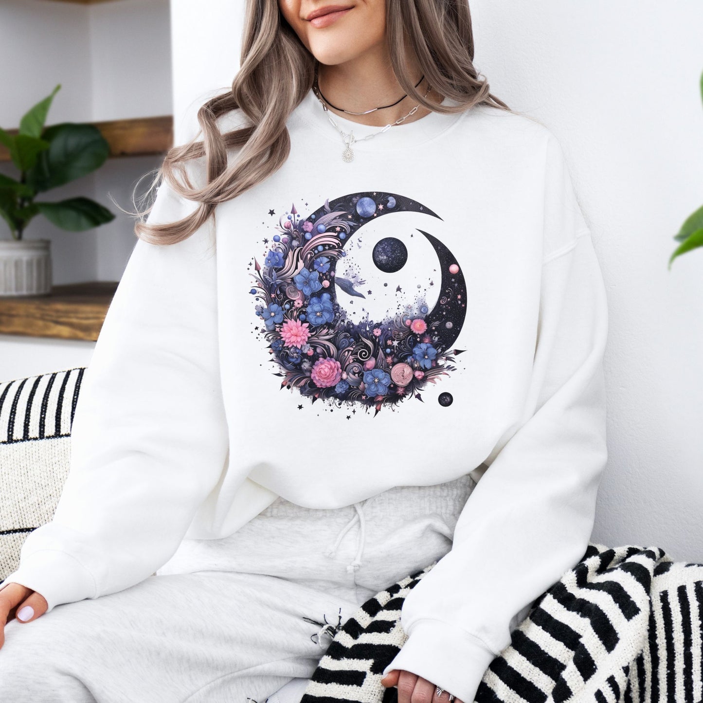 Boho Floral Moon Sweatshirt