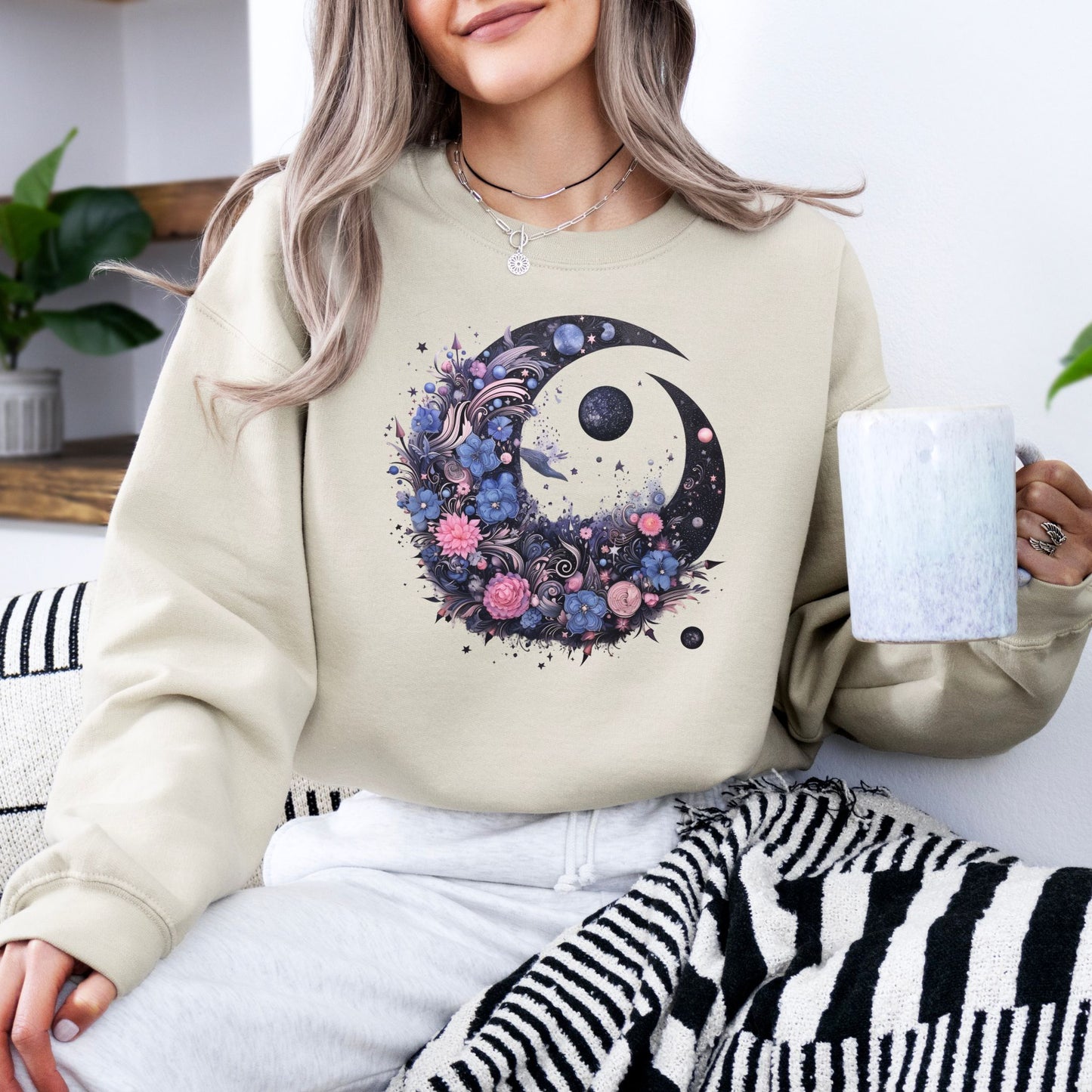 Boho Floral Moon Sweatshirt