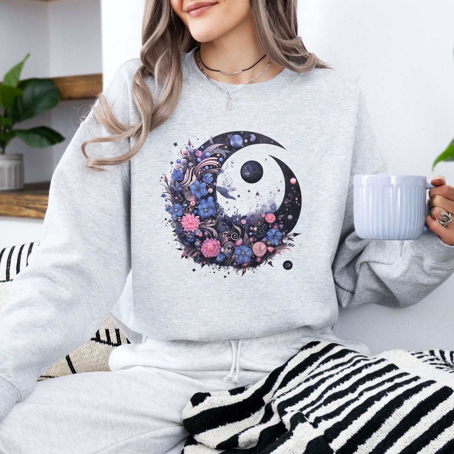 Boho Floral Moon Sweatshirt