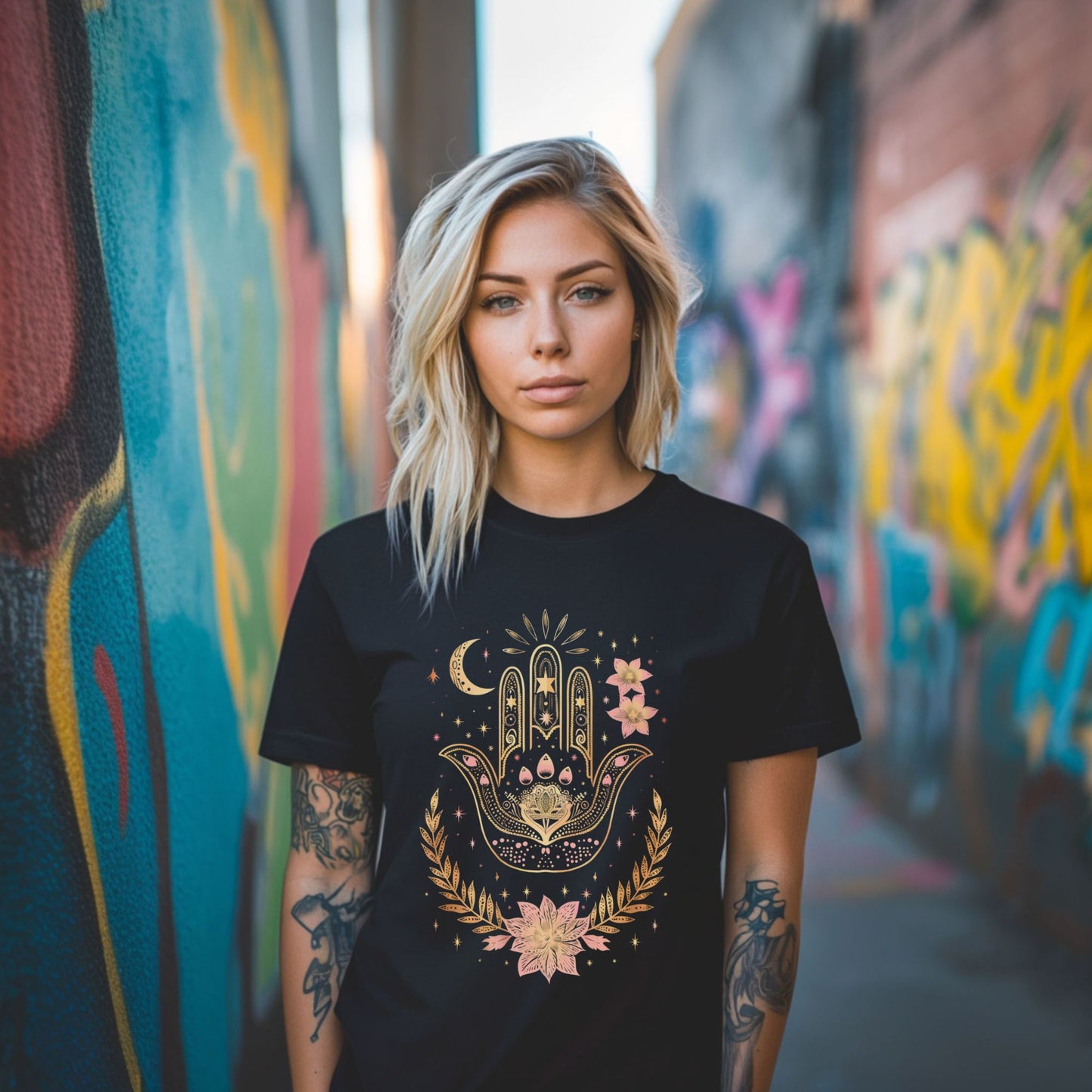Lunar Bloom Hamsa T-Shirt