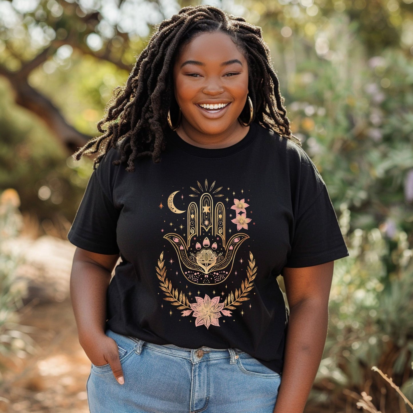 Lunar Bloom Hamsa T-Shirt
