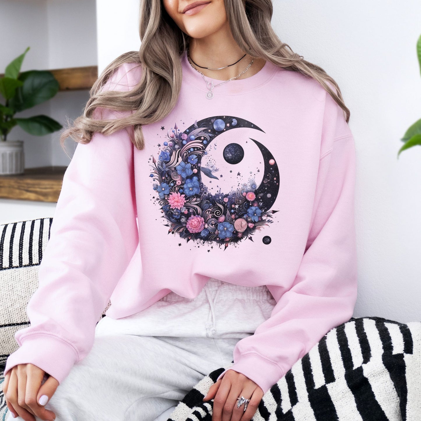 Boho Floral Moon Sweatshirt